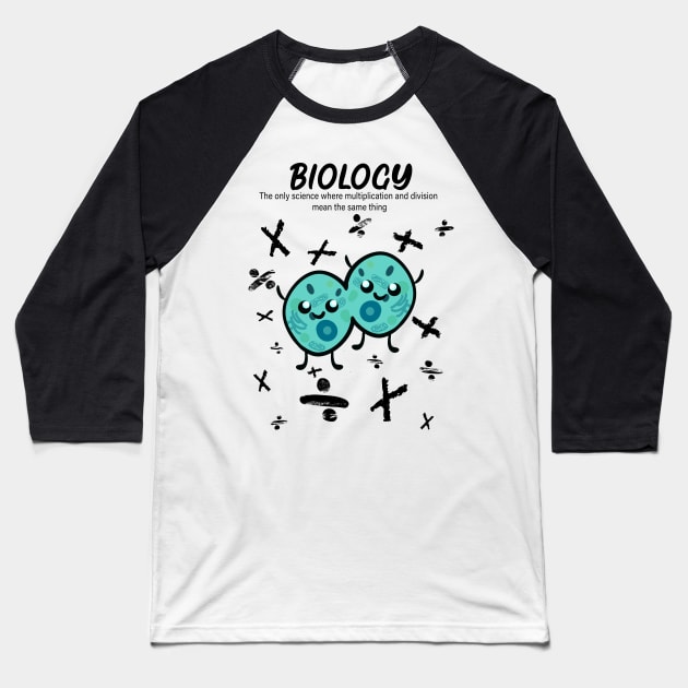 Biology's kawaii Mitosis Baseball T-Shirt by Blacklinesw9